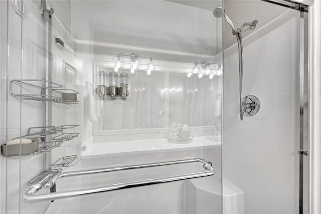 bathroom with a stall shower