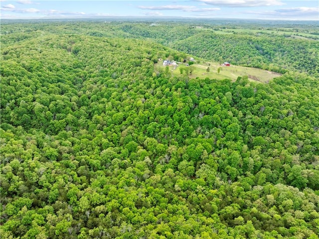 bird's eye view featuring a forest view
