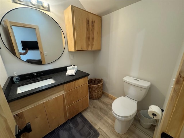 794 NC-3986, Jasper, AR 72641 - bathroom featuring toilet, vanity, wood finished floors, and baseboards