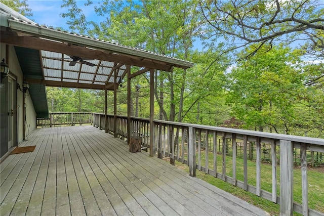 deck featuring a ceiling fan