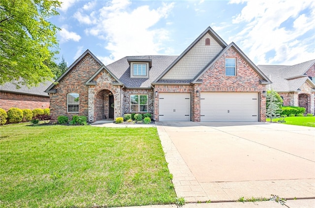 6409 S 41st St, Rogers, AR 72758 - craftsman inspired home with brick siding, concrete driveway, a front lawn, a garage, and a shingled roof