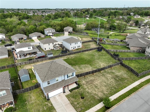 aerial view with a residential view