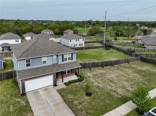aerial view featuring a residential view