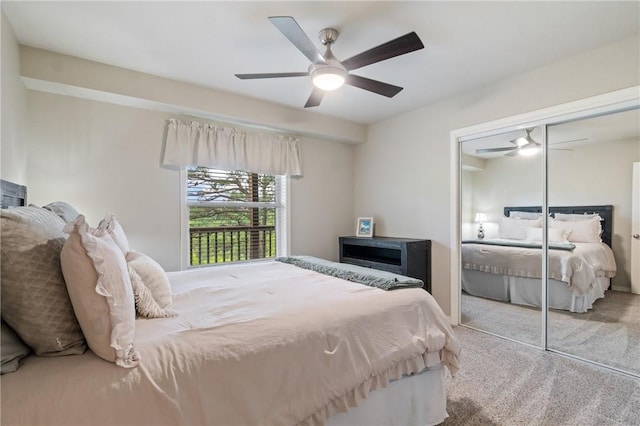 15 Serenity Ln, Holiday Island, AR 72631 - bedroom with carpet flooring, a closet, and ceiling fan