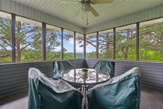 15 Serenity Ln, Holiday Island, AR 72631 - sunroom with a ceiling fan, outdoor dining space, and plenty of natural light