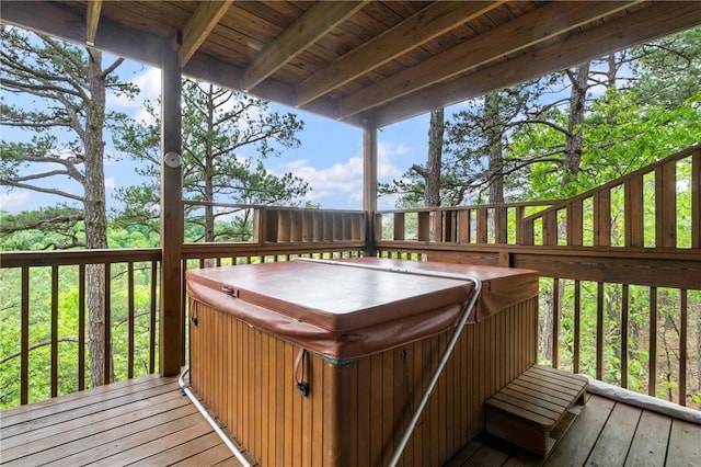 15 Serenity Ln, Holiday Island, AR 72631 - wooden terrace with a hot tub