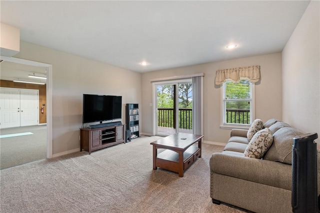 15 Serenity Ln, Holiday Island, AR 72631 - carpeted living room with recessed lighting