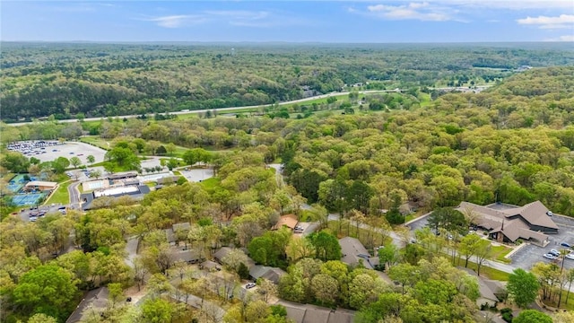 bird's eye view featuring a view of trees