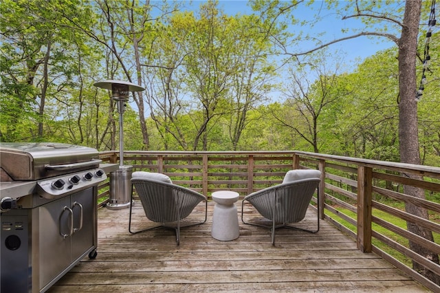 deck featuring grilling area