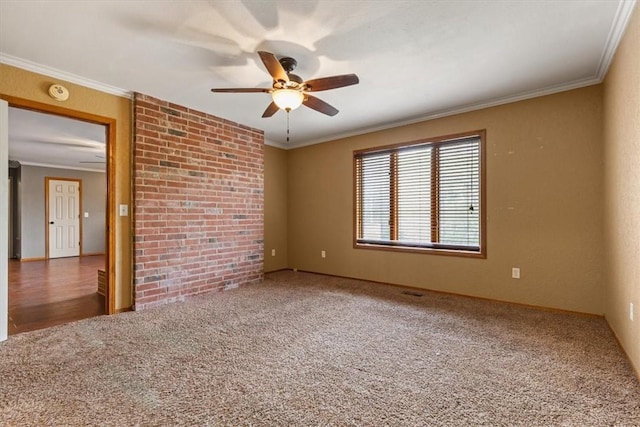 5 Sorbie Dr, Bella Vista, AR 72715 - carpeted empty room featuring a ceiling fan, a smoke detector, and ornamental molding