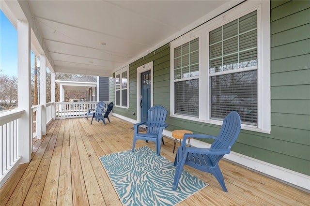 wooden deck with covered porch