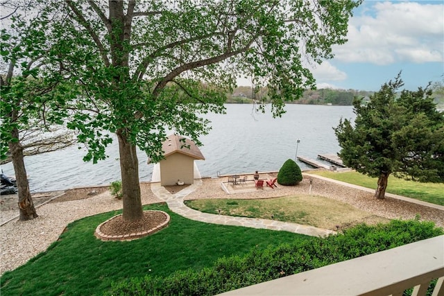 property view of water featuring a dock