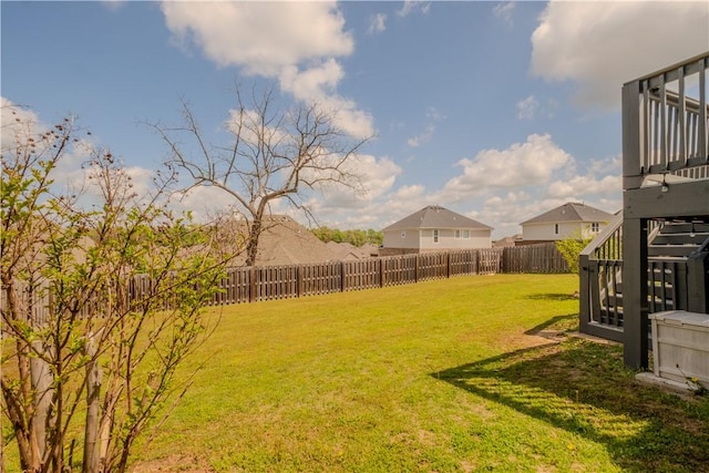 view of yard with a fenced backyard