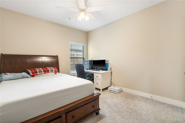 4311 SW Pawhuska St, Bentonville, AR 72713 - bedroom with baseboards, ceiling fan, visible vents, and light colored carpet