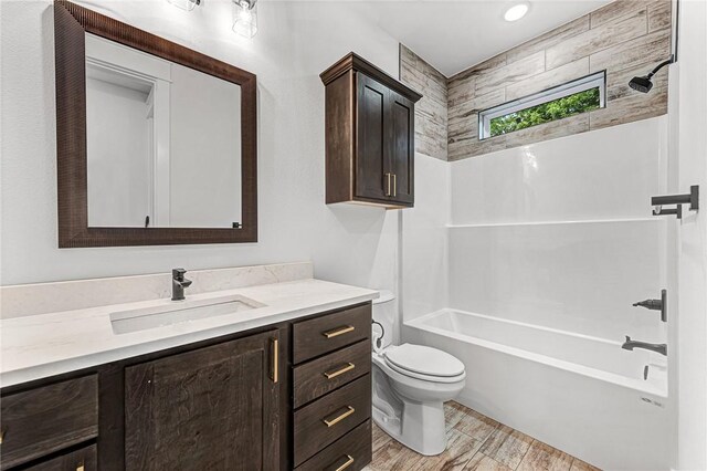 4 Lothian Dr, Bella Vista, AR 72715 - bathroom featuring vanity, toilet, shower / tub combination, and wood finished floors