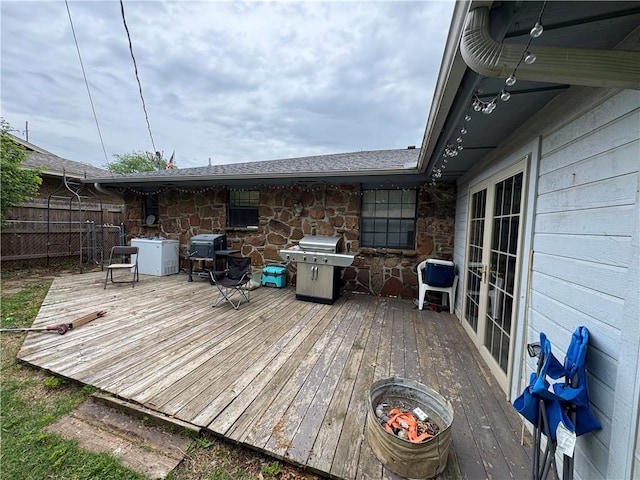 60 N Redwood Cir, Sallisaw, OK 74955 - wooden terrace with fence and area for grilling