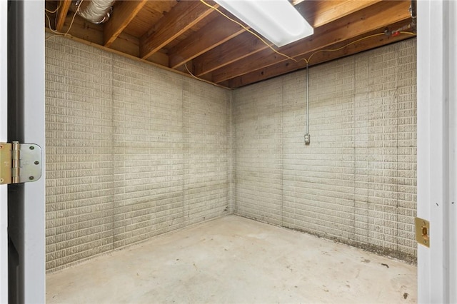 view of unfinished basement