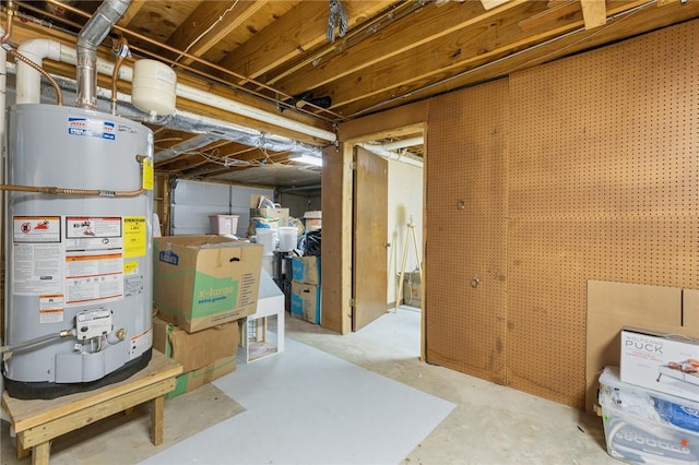 unfinished below grade area with gas water heater