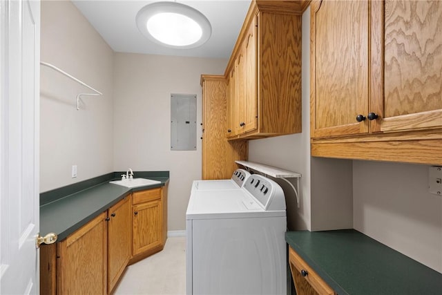 2314 W 7th St, Russellville, AR 72801 - clothes washing area with a sink, cabinet space, washing machine and dryer, and electric panel