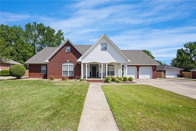2314 W 7th St, Russellville, AR 72801 - traditional-style house with a porch, a front yard, brick siding, and concrete driveway