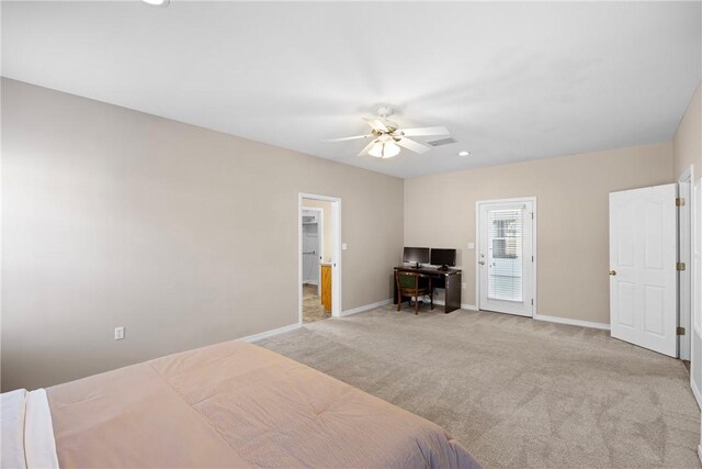 2314 W 7th St, Russellville, AR 72801 - bedroom featuring light colored carpet, recessed lighting, baseboards, and ceiling fan