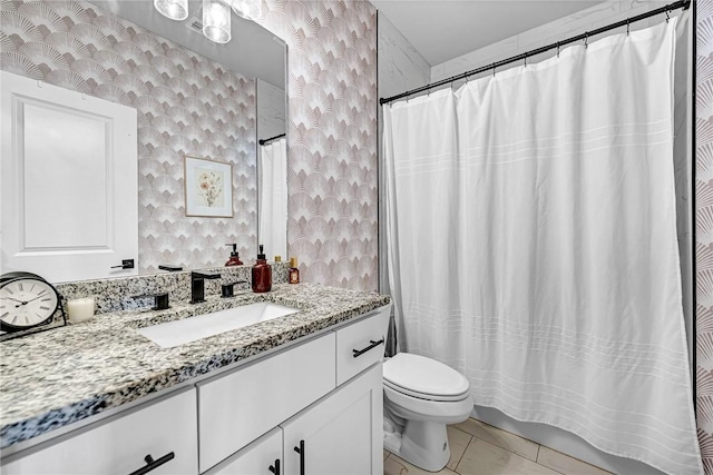 1701 S 23rd Pl, Rogers, AR 72758 - bathroom featuring toilet, a shower with curtain, and vanity