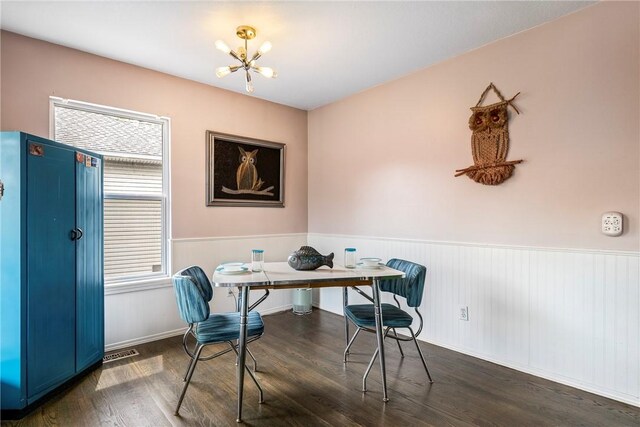 57 Dunsford Dr, Bella Vista, AR 72715 - office space with a chandelier, a wainscoted wall, and wood finished floors