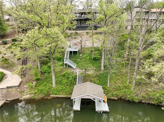 57 Dunsford Dr, Bella Vista, AR 72715 - dock featuring stairs and a water view