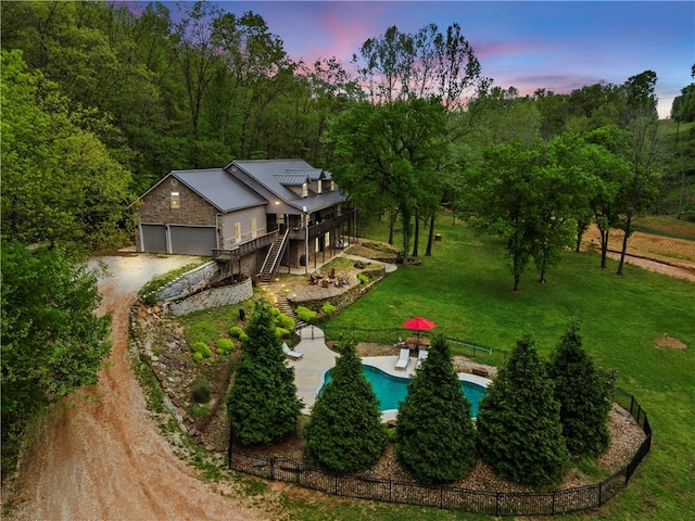 13248 N Old Wire Rd, Rogers, AR 72756 - aerial view at dusk of view of pool area