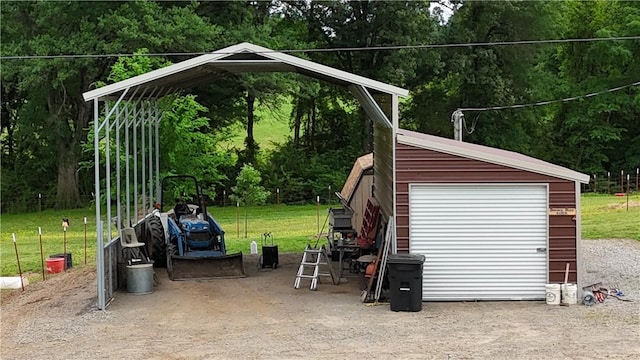 exterior space featuring a wooded view