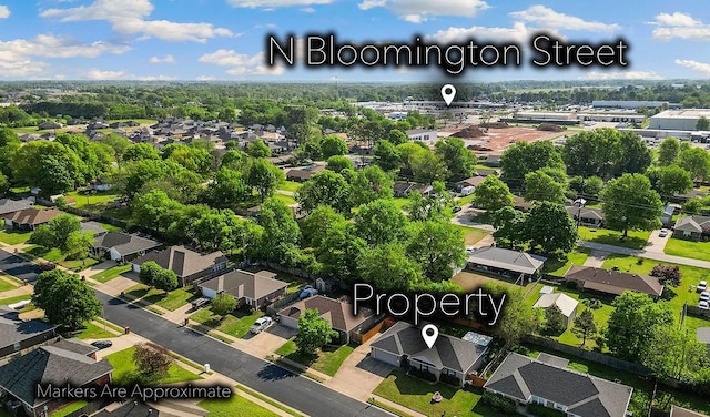 drone / aerial view featuring a residential view