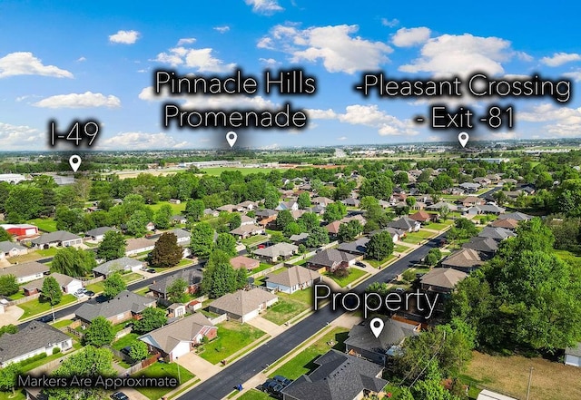 aerial view with a residential view