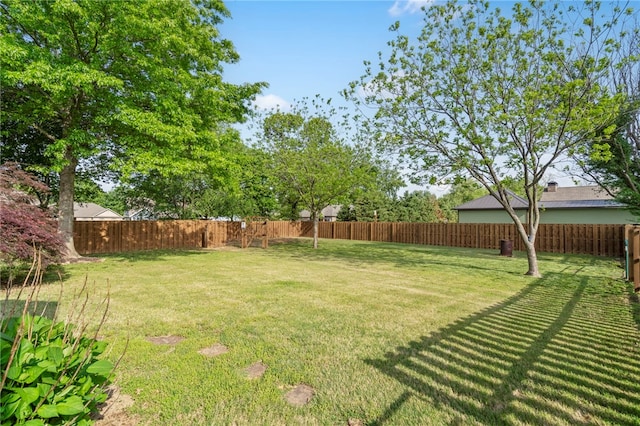 view of yard featuring a fenced backyard