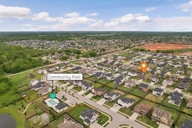 aerial view featuring a residential view