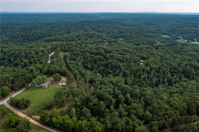 drone / aerial view with a forest view