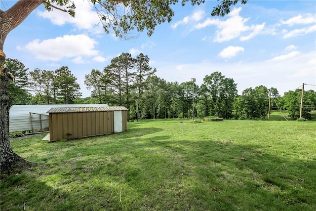 view of yard with an outbuilding