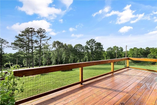wooden terrace with a yard