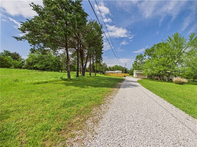view of street with gravel driveway