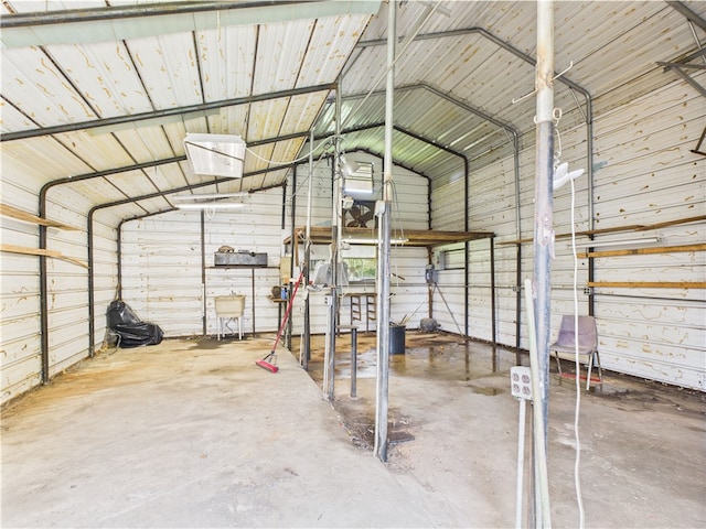 interior space with metal wall