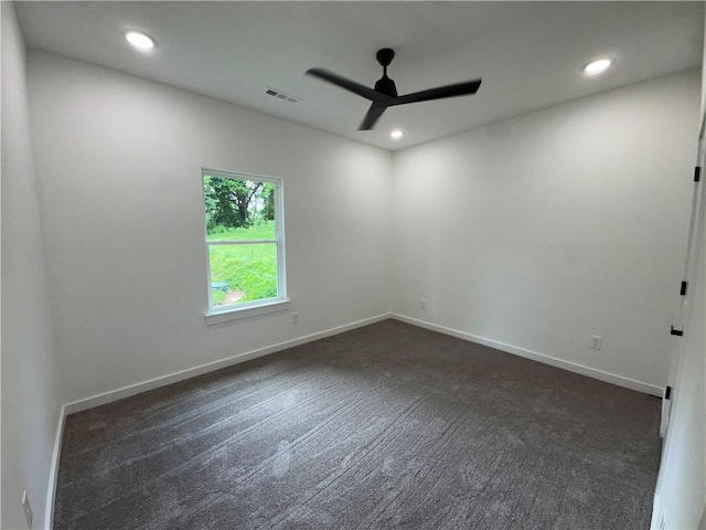 13537 Little Elm Rd, Farmington, AR 72730 - spare room featuring ceiling fan, recessed lighting, dark carpet, and baseboards