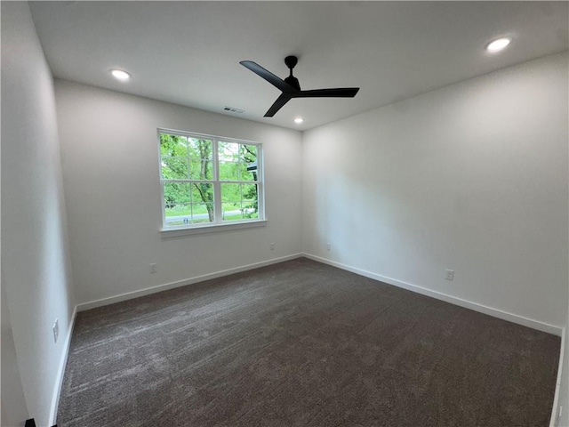13537 Little Elm Rd, Farmington, AR 72730 - spare room featuring ceiling fan, recessed lighting, baseboards, and dark colored carpet