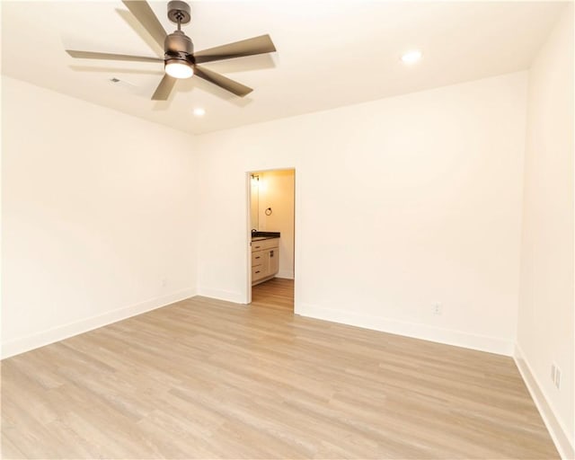 212 Nebo St, Prairie Grove, AR 72753 - empty room with light wood-style flooring, baseboards, ceiling fan, and recessed lighting