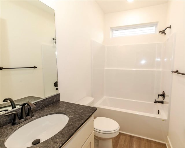 212 Nebo St, Prairie Grove, AR 72753 - full bath with toilet, bathing tub / shower combination, wood finished floors, and vanity