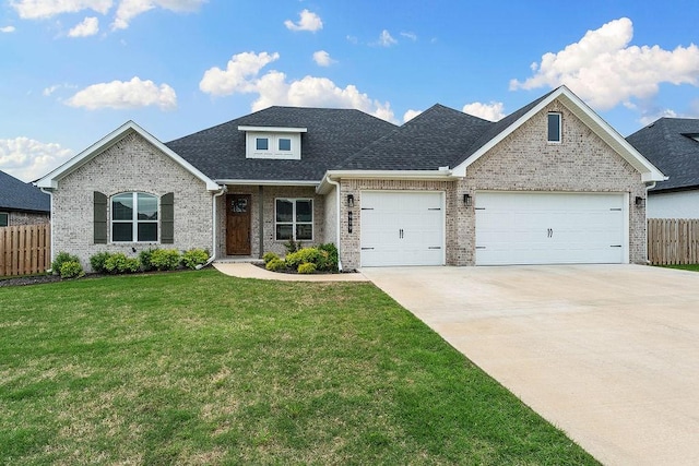 909 Budrio Ave, Tontitown, AR 72762 - view of front of home with brick siding, concrete driveway, an attached garage, and a shingled roof