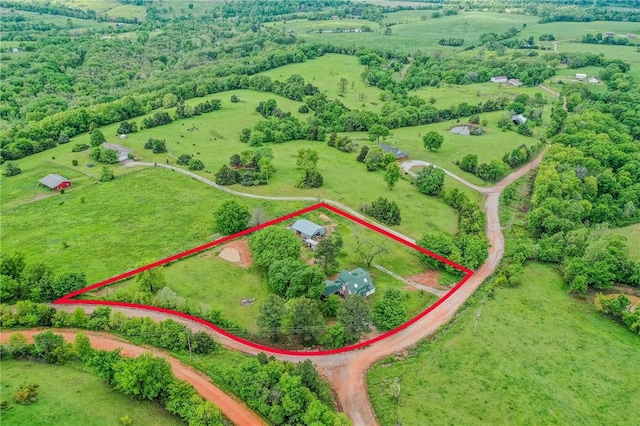 bird's eye view with a rural view