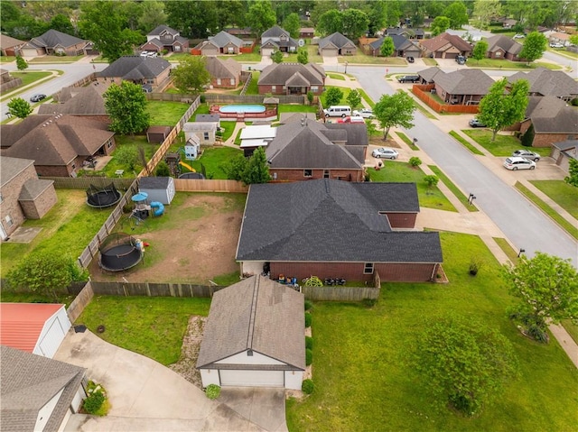 bird's eye view with a residential view