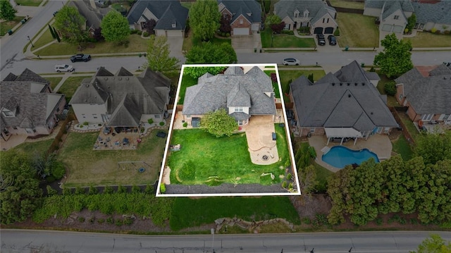 aerial view featuring a residential view