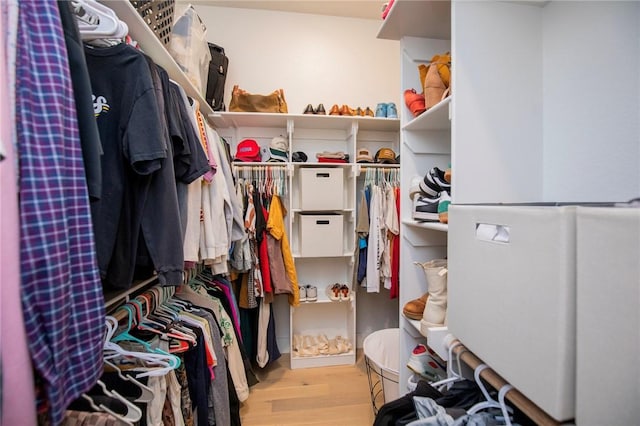 spacious closet with wood finished floors
