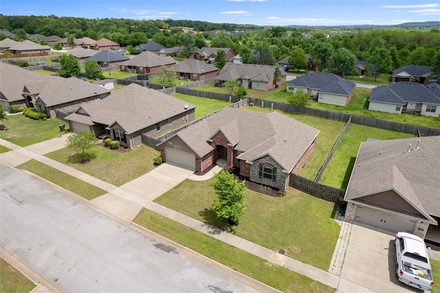 aerial view with a residential view