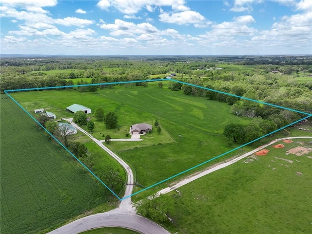bird's eye view featuring a rural view